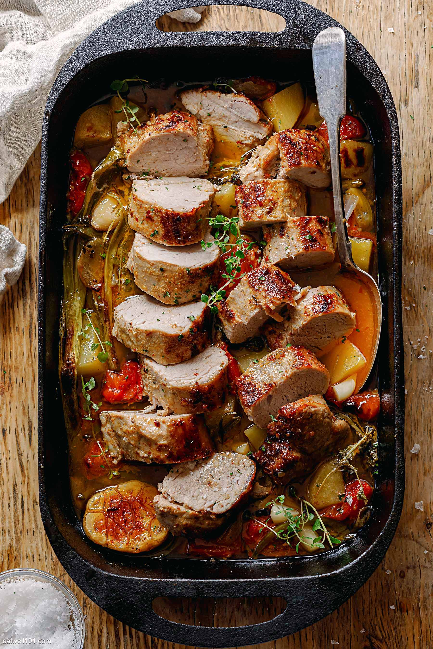 pork tenderloins and vegetables