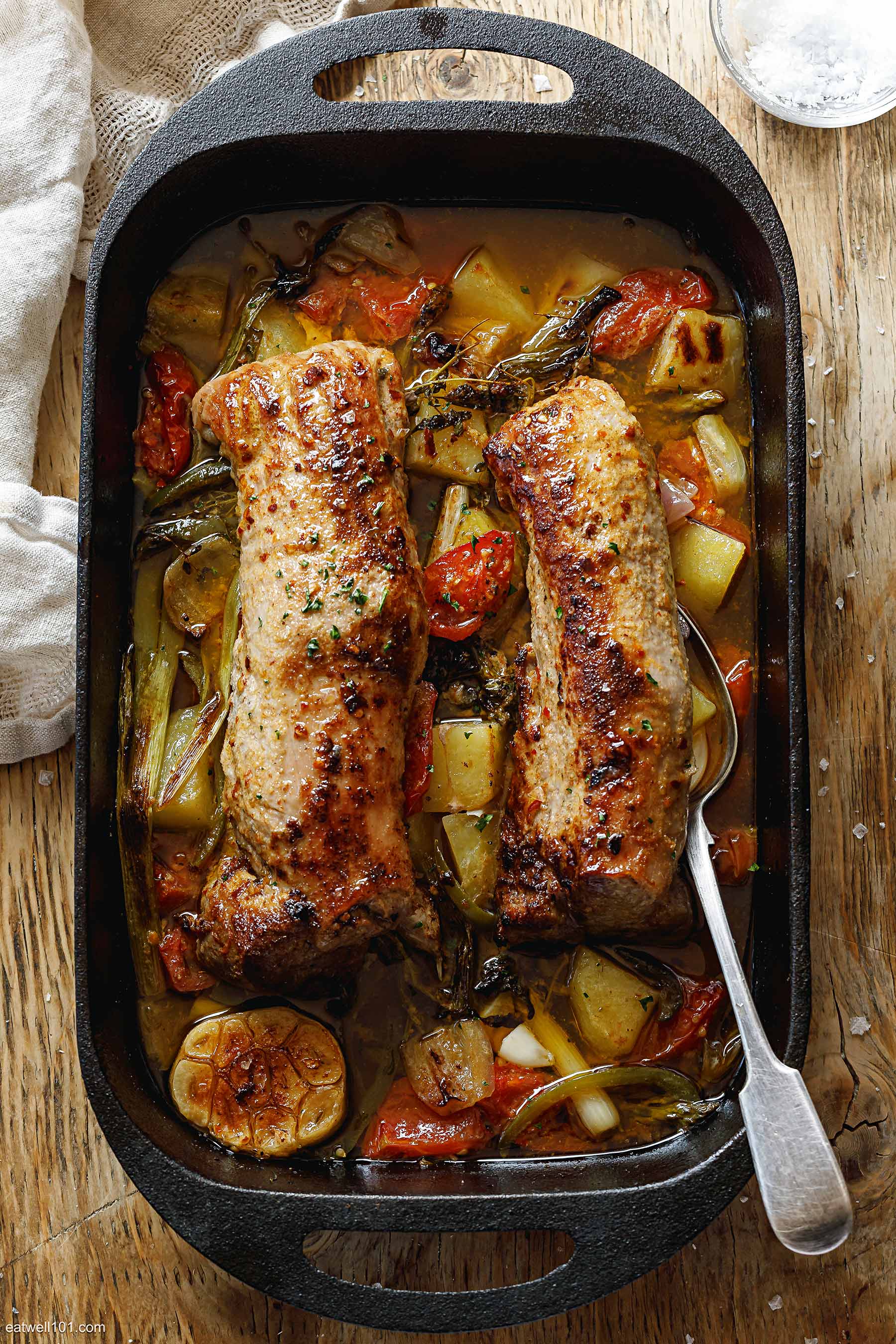 Baked Pork Tenderloin Recipe with Vegetables and Spiced Butter — Eatwell101