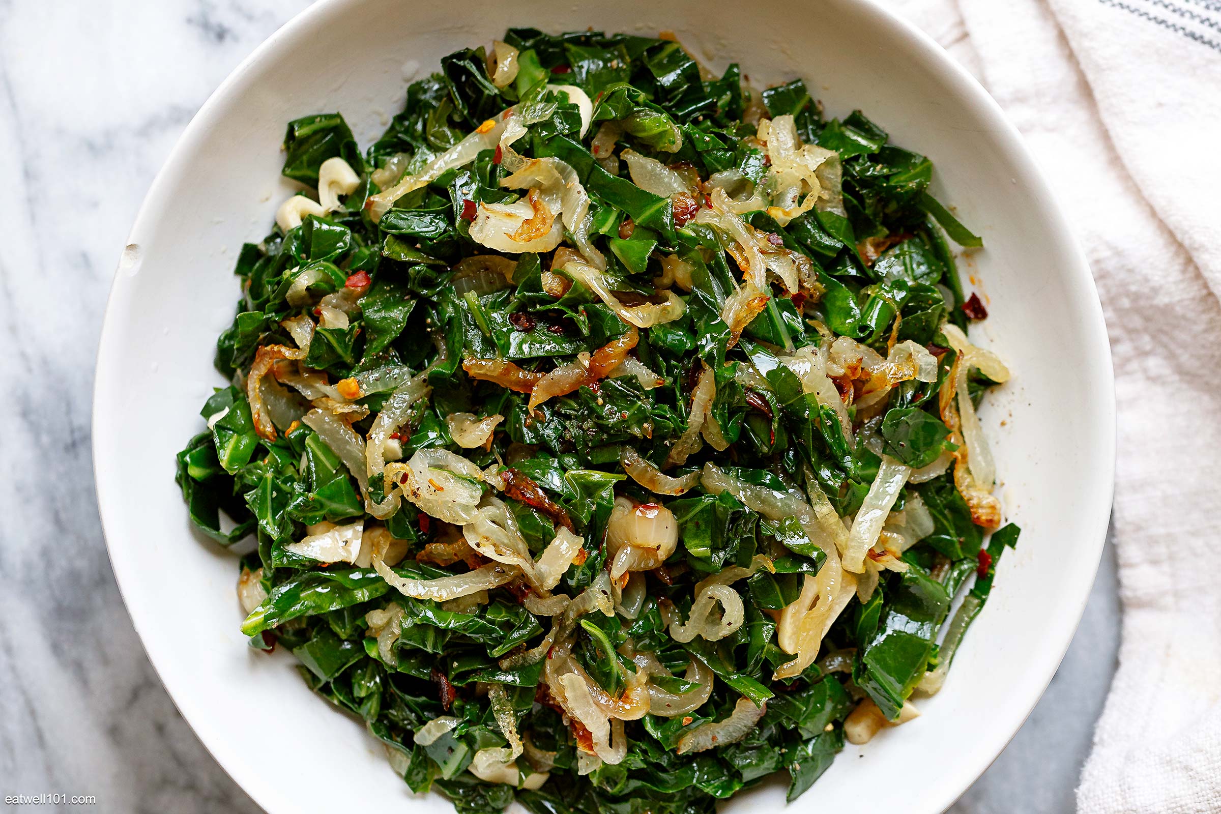 Quick Fried Collard Greens with Onion