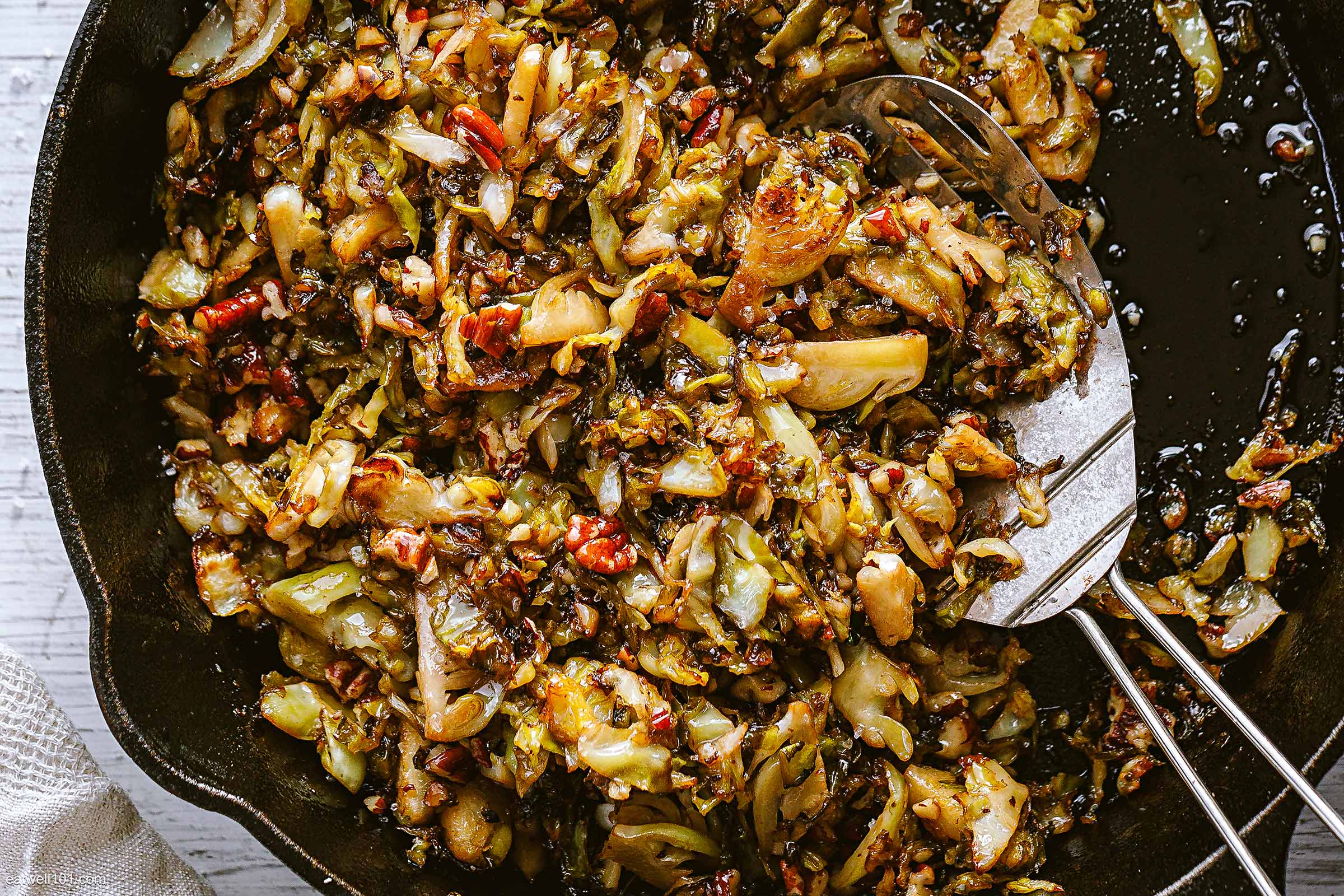 Fried Brussels Sprouts with Cider Vinaigrette and Pecan