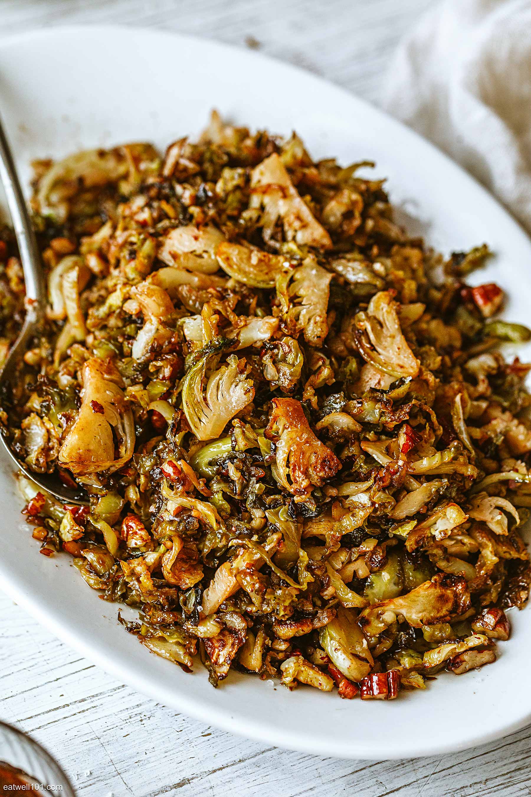 Brussels sprouts with cider vinaigrette and pecan