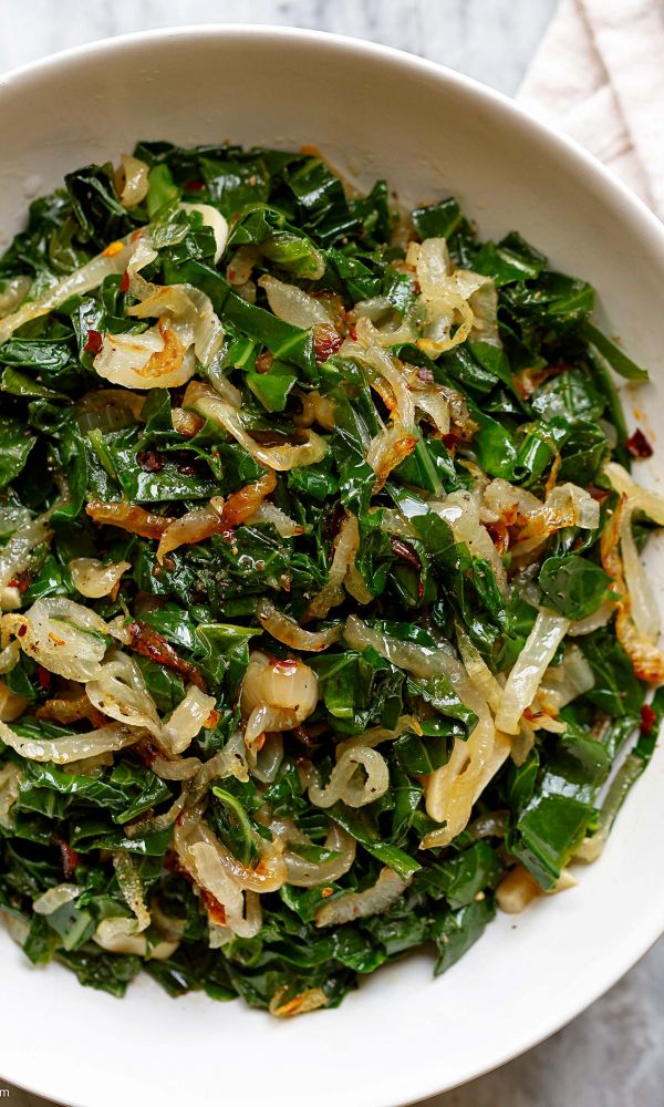 Quick Fried Collard Greens with Onion