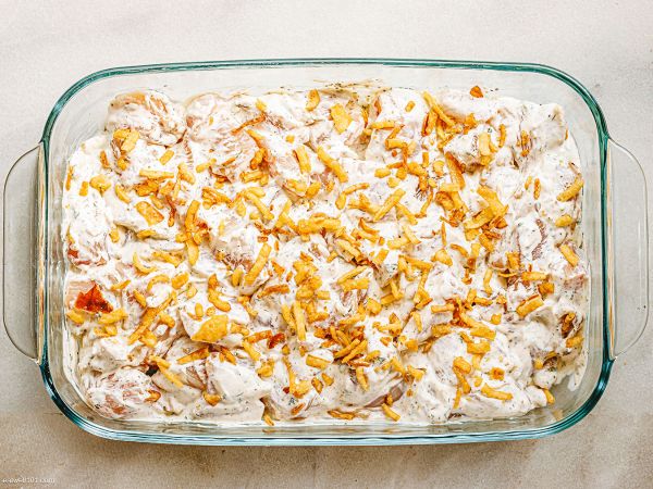 Baked Ranch Chicken Casserole with Crispy Onion