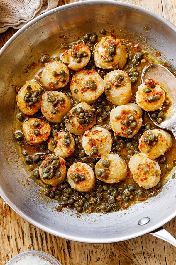 Sea Scallops Recipe with Butter Sauce - #recipe by #eatwell101 - https://www.eatwell101.com/sea-scallops-recipe