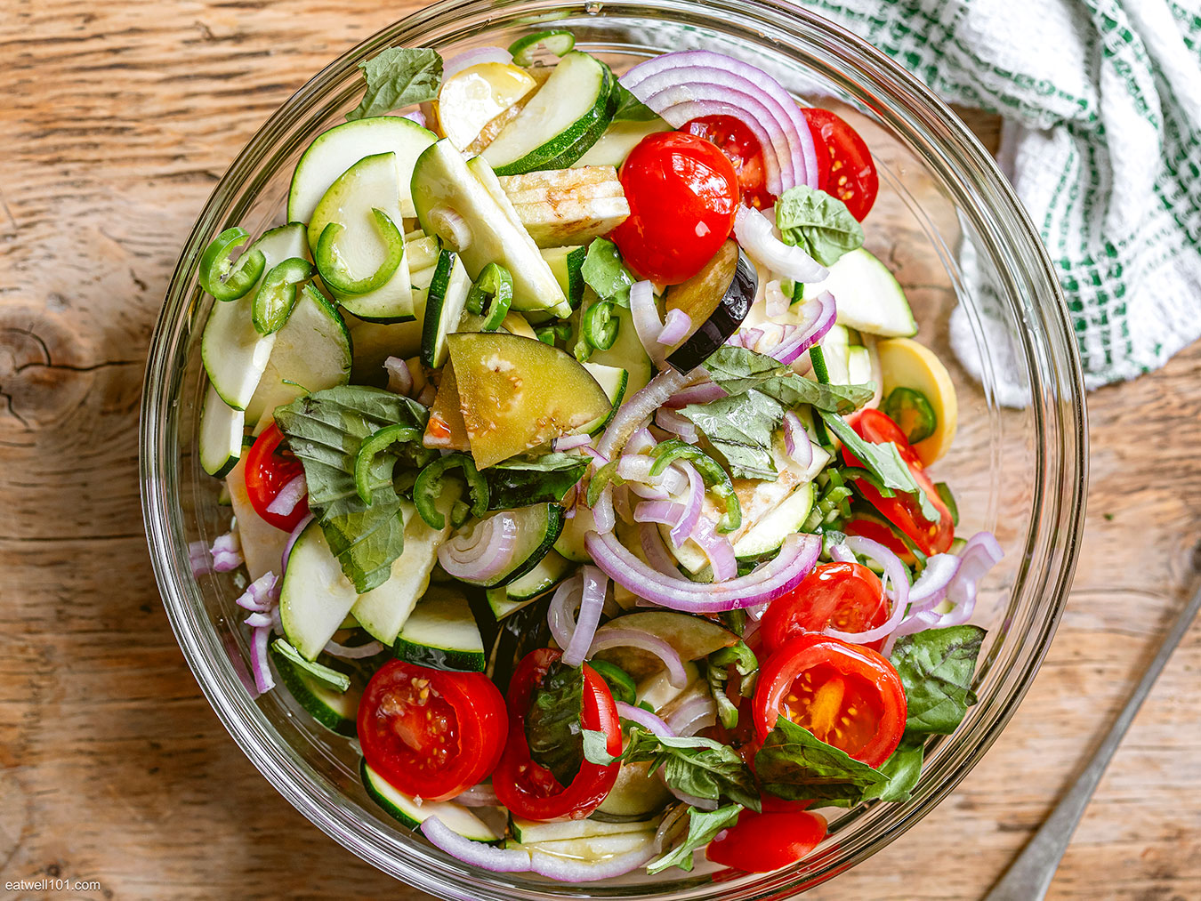 seasoned vegetables in a salad bowl