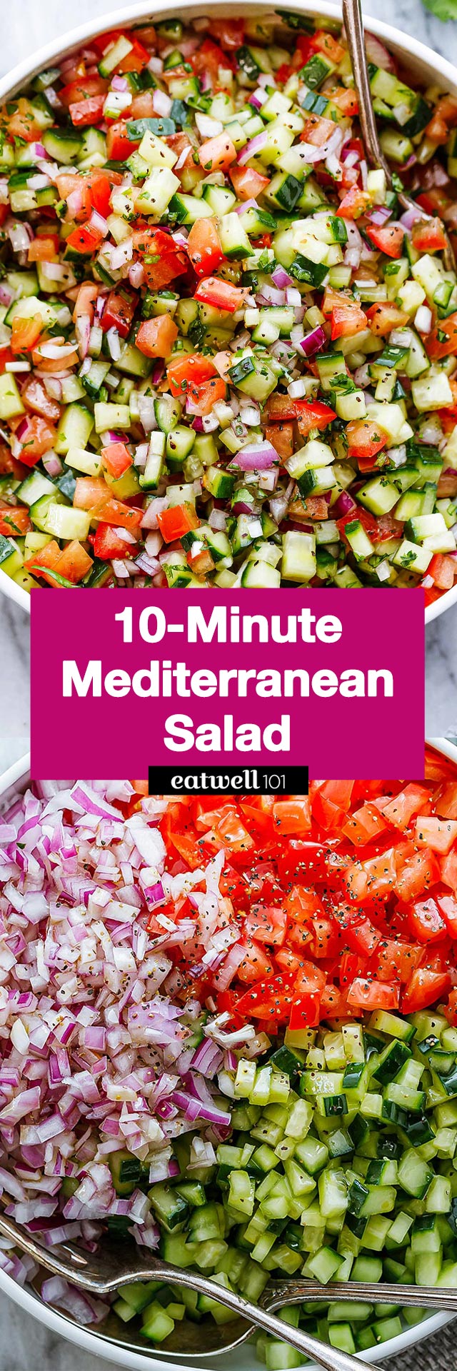 Mediterranean salad recipe - #salad #recipe #eatwell101 - This easy Mediterranean salad recipe works as a side dish but also makes a vegetarian meal on its own. CLICK HERE to Get the Recipe