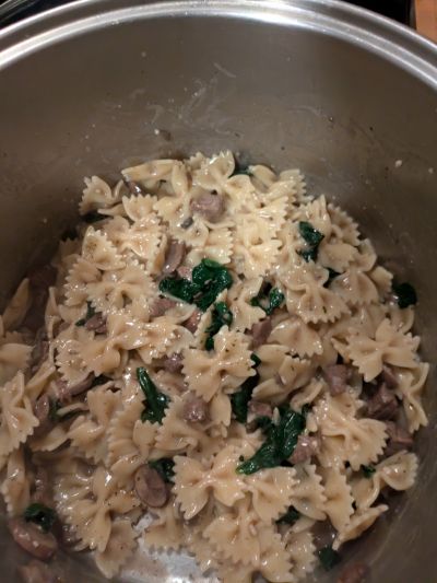 Parmesan Spinach Mushroom Pasta Skillet