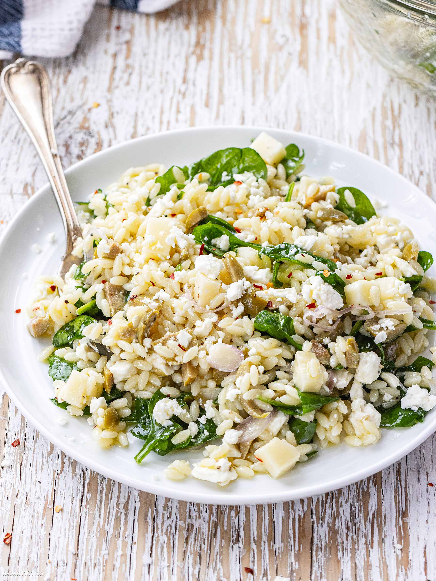 Orzo Pasta Salad with Spinach and Feta