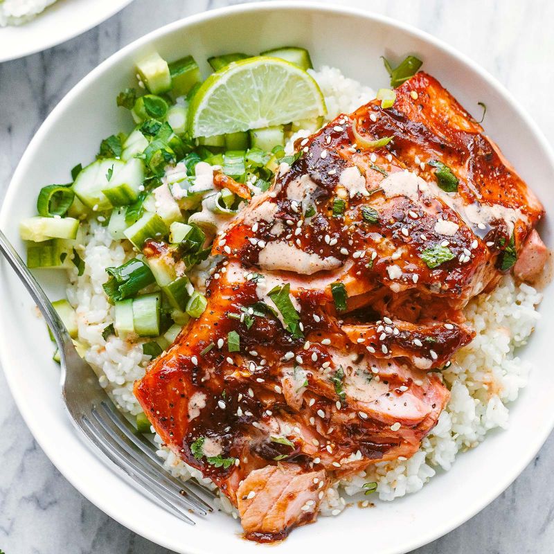 BBQ Salmon Bowl Recipe – Baked Salmon Rice Bowl Recipe — Eatwell101