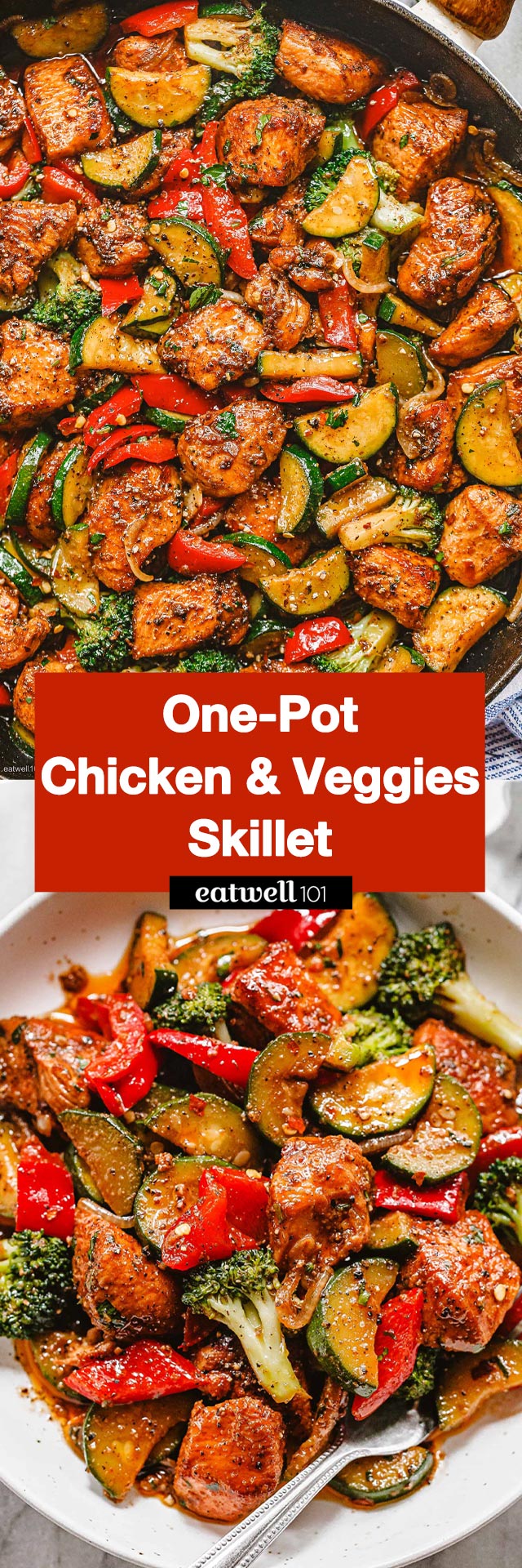 Healthy Chicken Recipe with Vegetable Skillet - #chicken #recipe #vegetables #eatwell101 - Our healthy chicken recipe with vegetables takes 20 minutes to make and will wow your family with its amazing flavor!