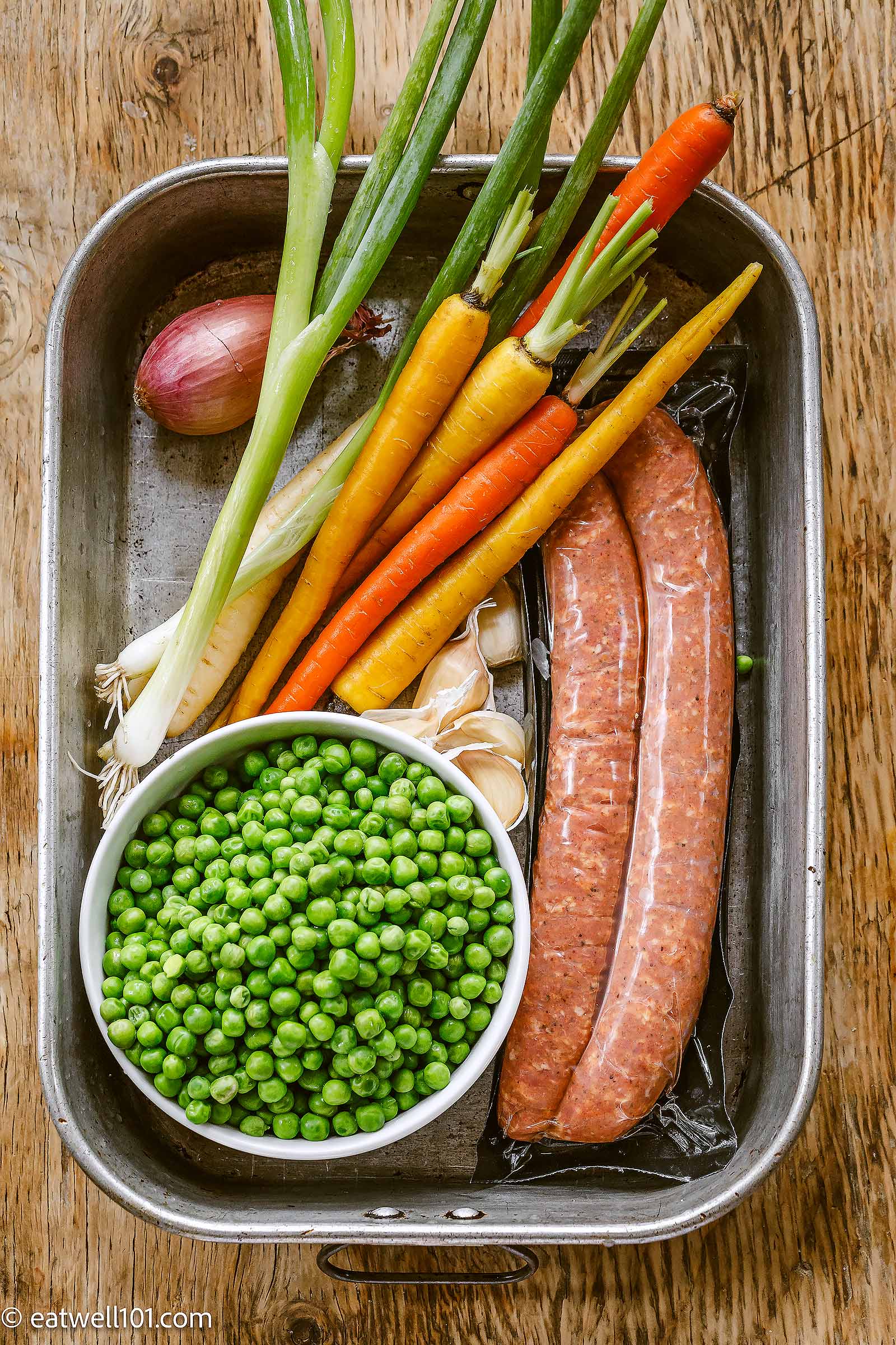 one pan sausage and vegetable ingredients