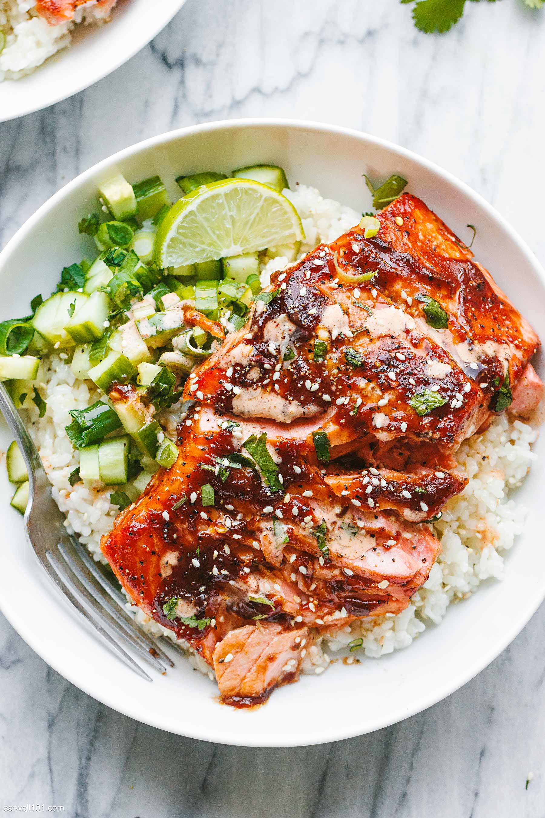 spicy bbq salmon bowl recipe