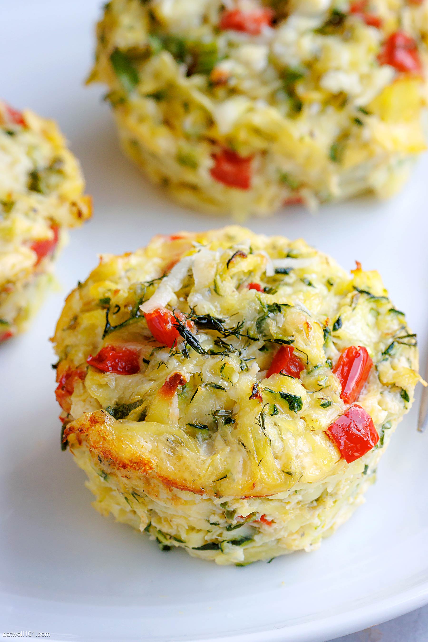 baked egg muffins in a plate