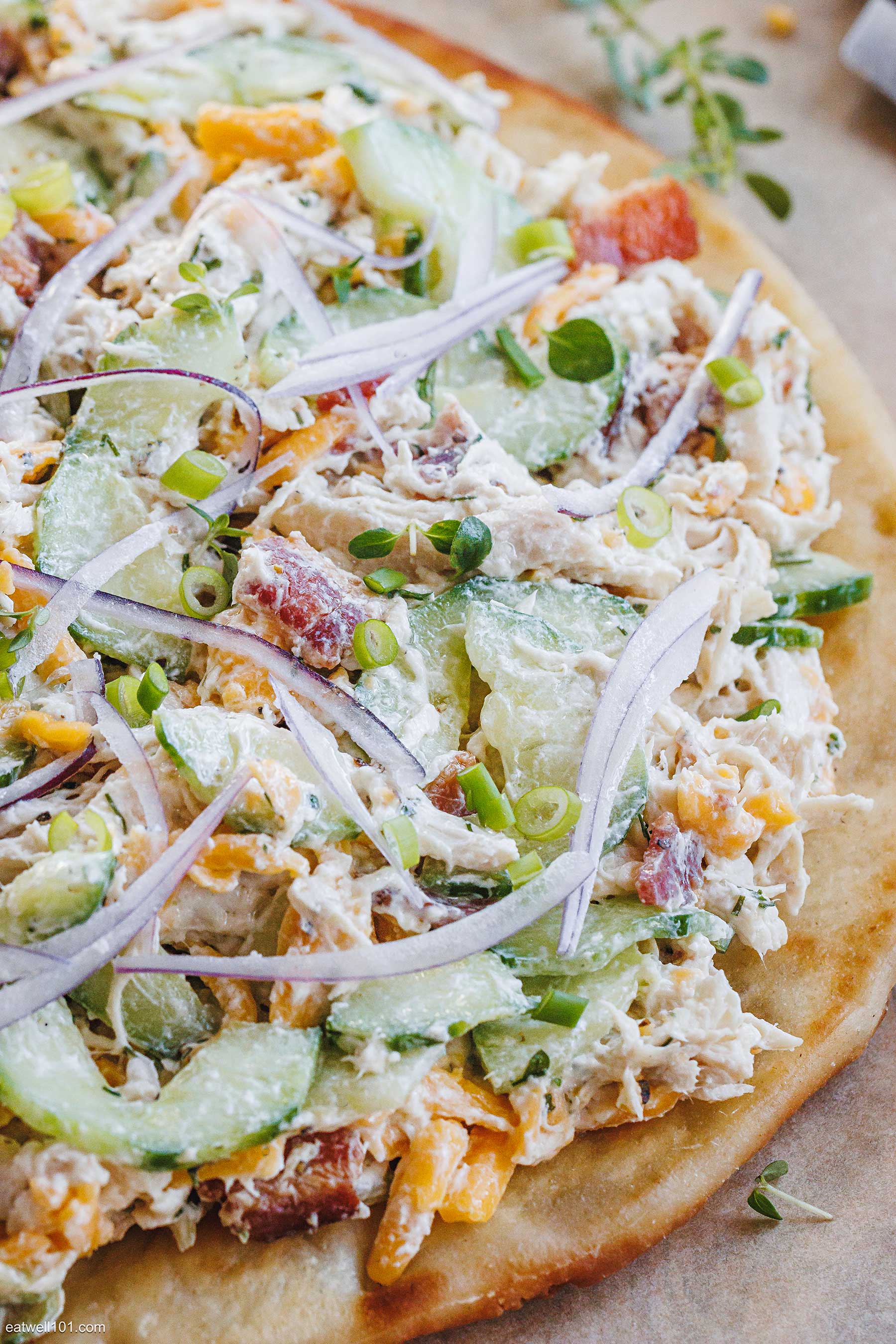 cucumber Chicken Ranch Flatbread Recipe