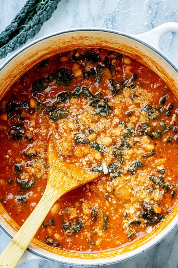 Parmesan Bean Soup - #recipe by #eatwell101 - https://www.eatwell101.com/parmesan-bean-soup-recipe