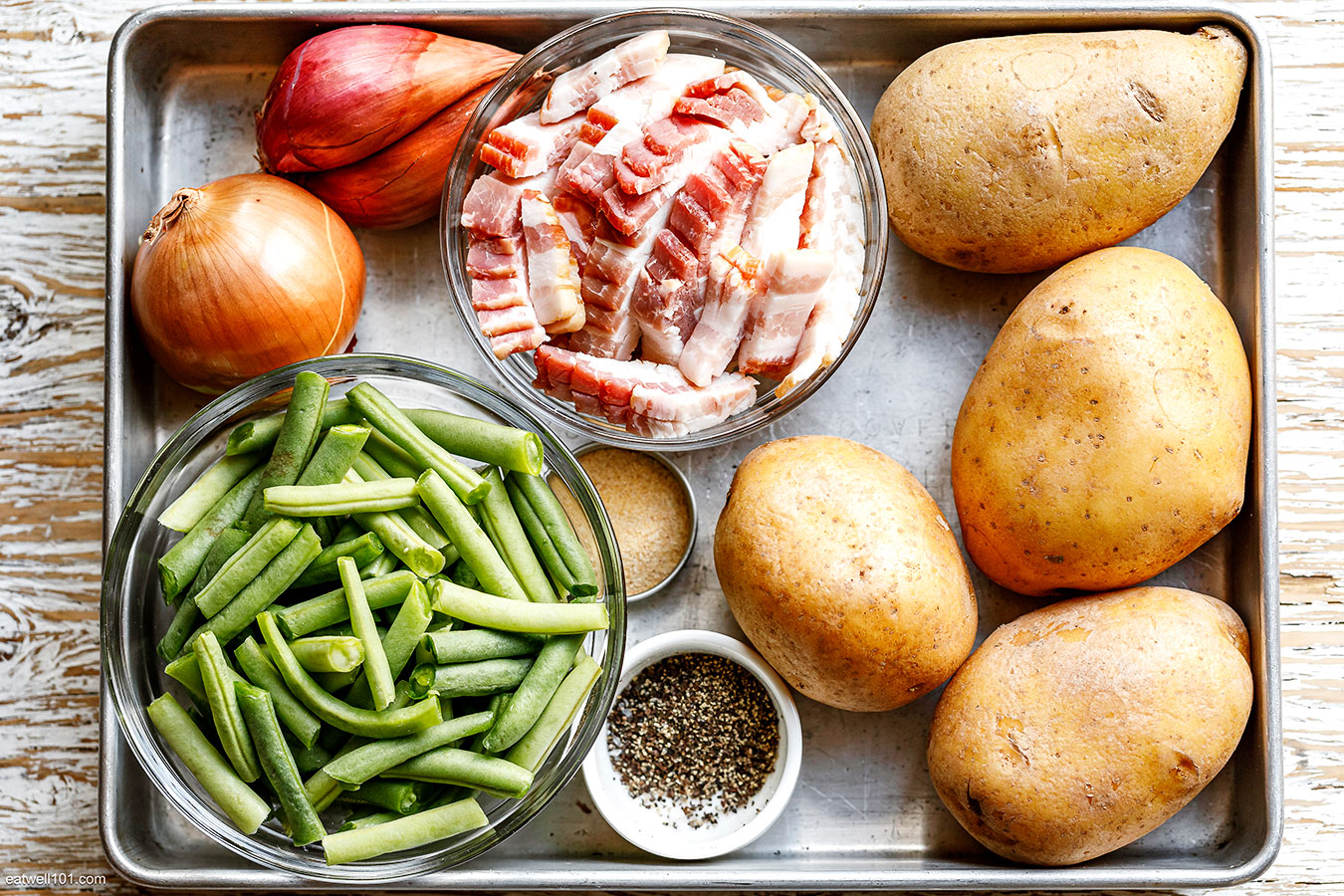 ingredients for the Bacon Potato and Green Beans recipe