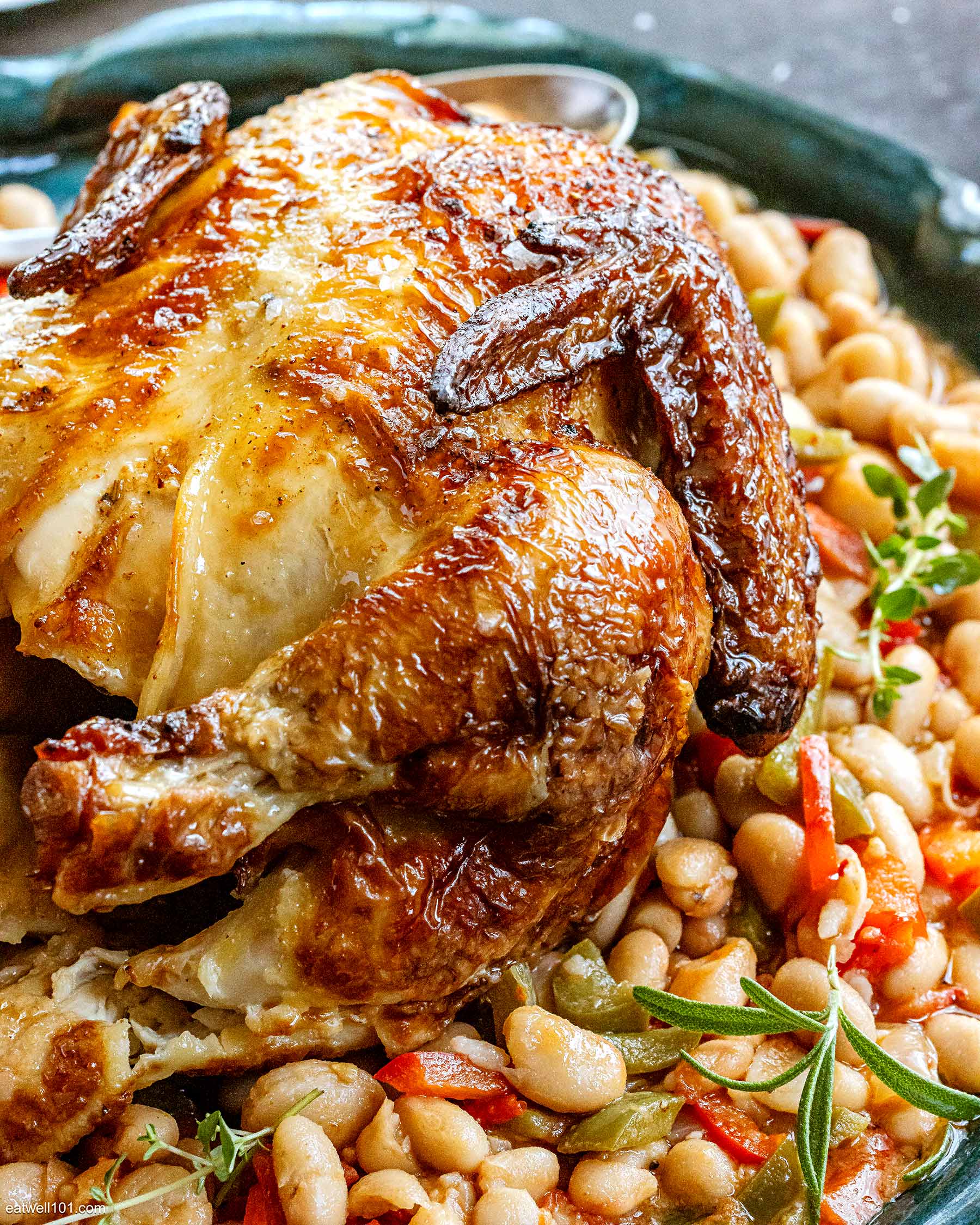 roasted chicken and white beans