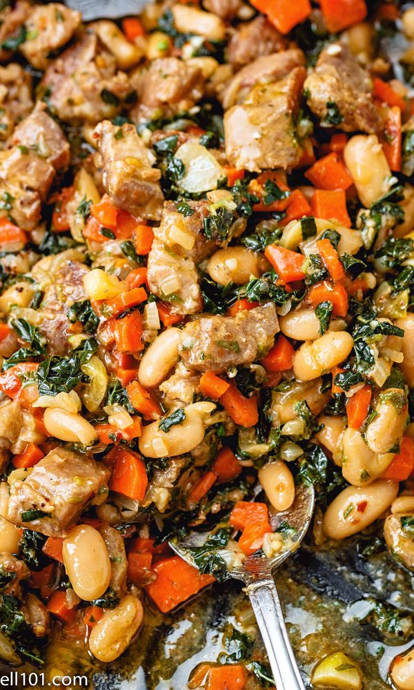 Braised Pork with Kale and Beans