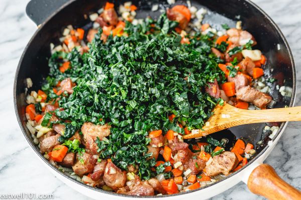 Braised Pork with Kale and Beans