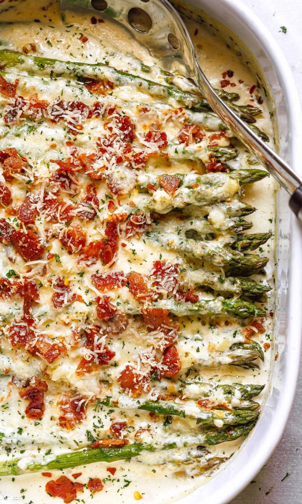 Cheesy Bacon Asparagus Bake