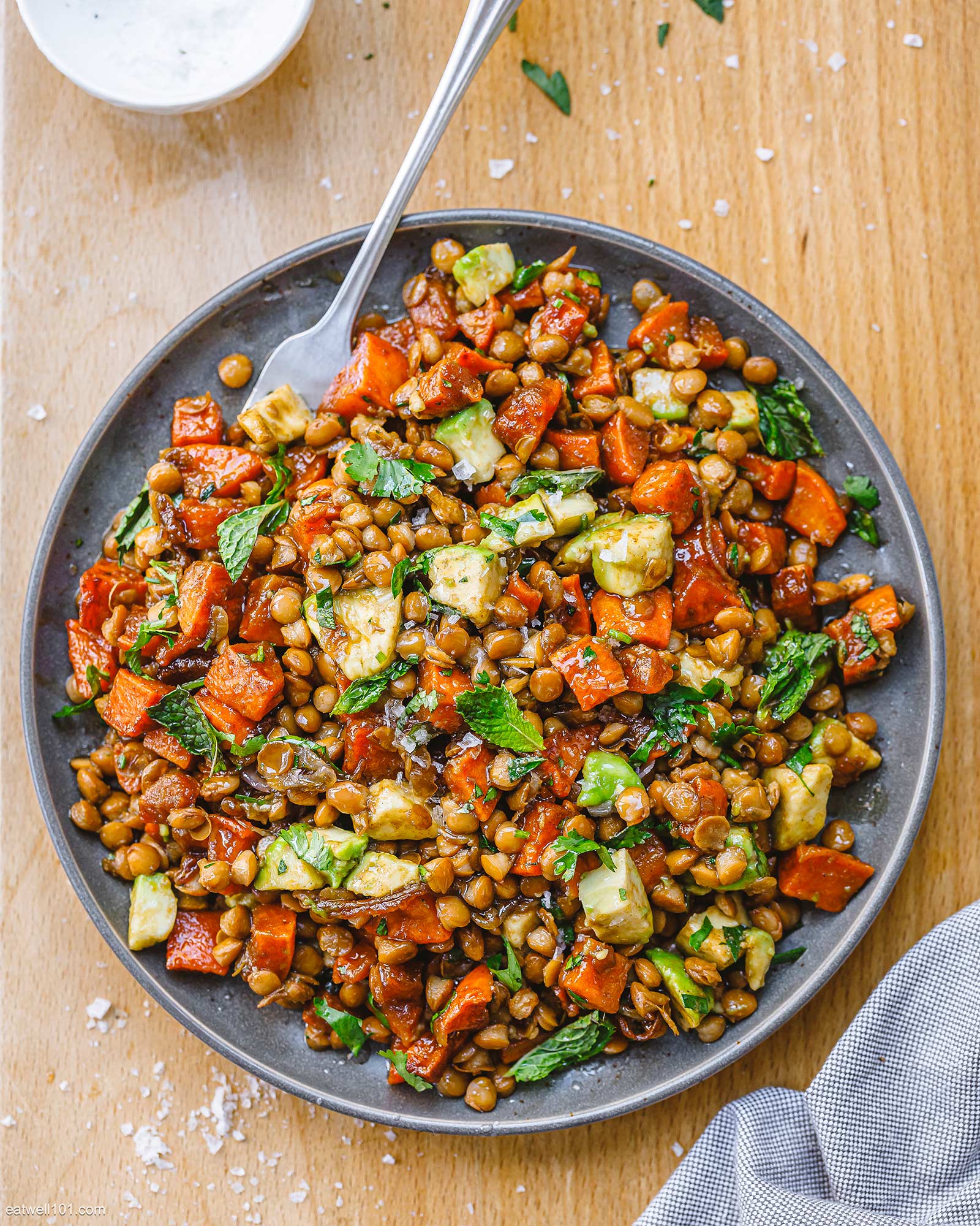 Roasted Sweet Potatoes and Lentil Salad