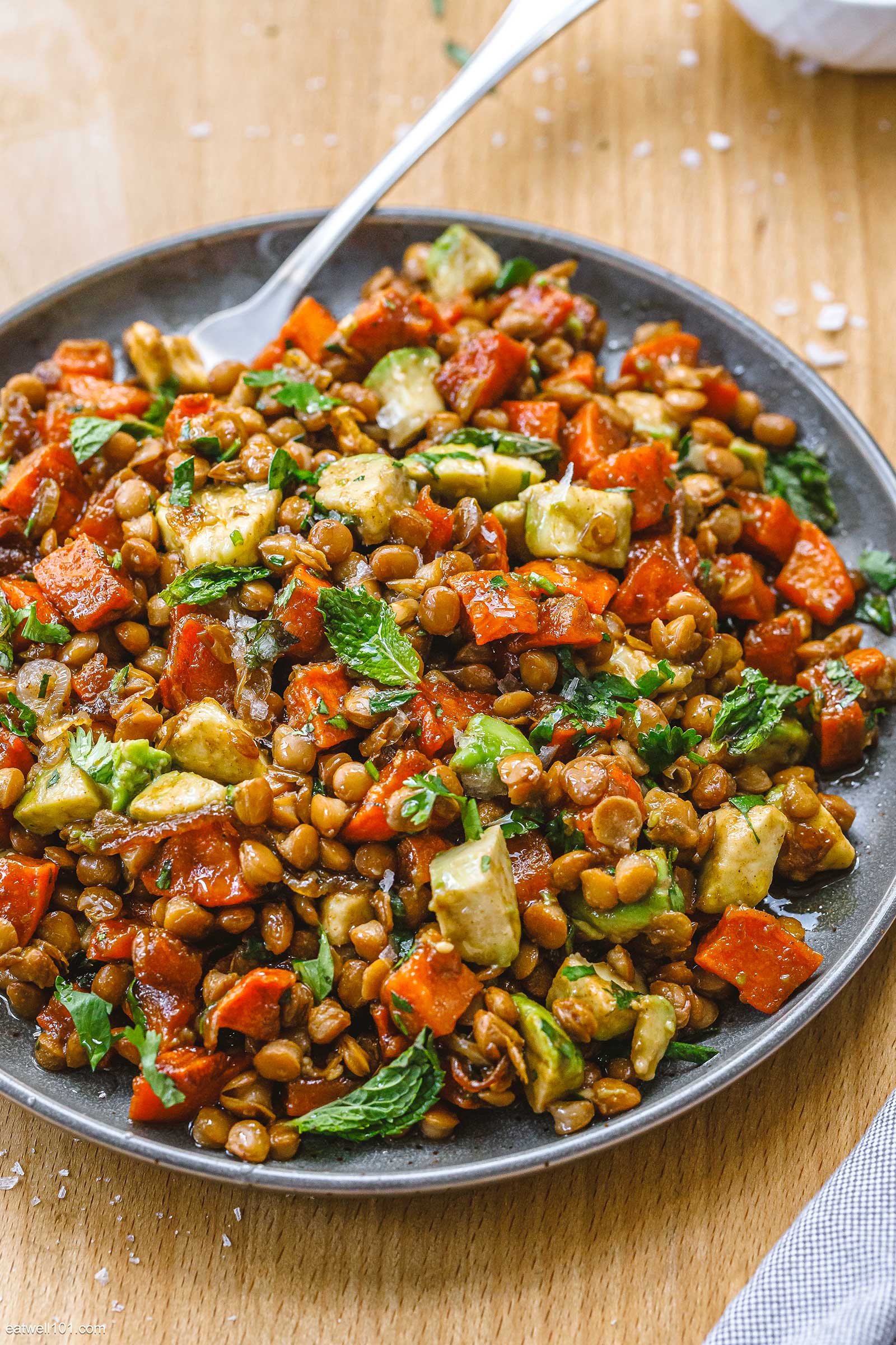 how to make sweet potato and lentil salad