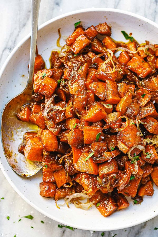 Maple Cinnamon Sweet Potatoes - #recipe by #eatwell101 - https://www.eatwell101.com/sweet-potato-recipe
