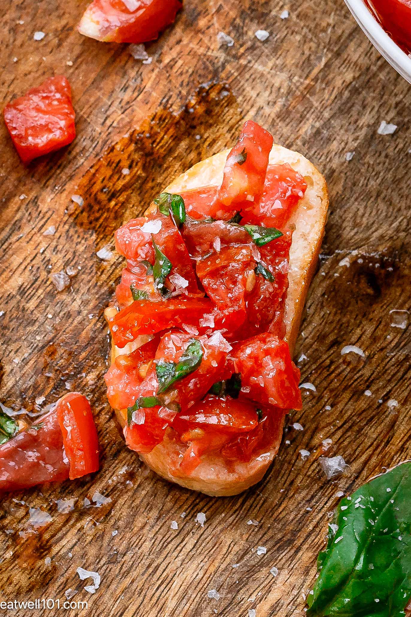 tomato dip on toasted bread