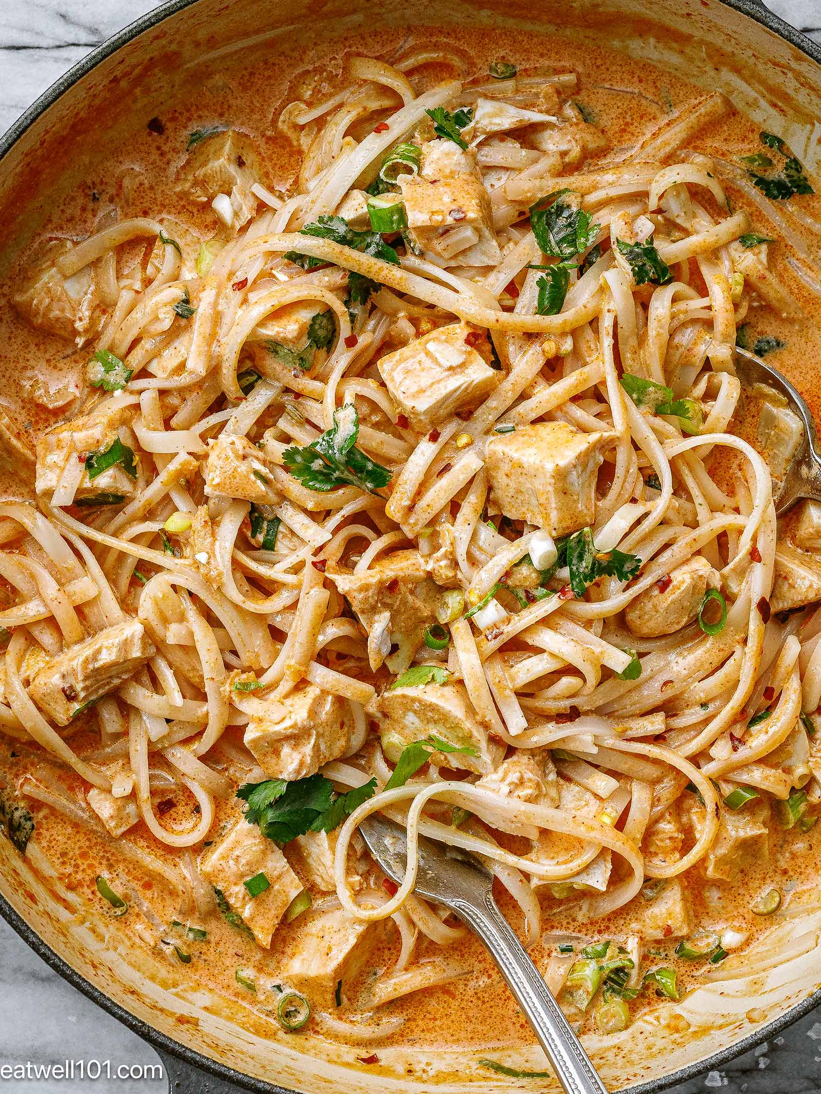 Creamy Thai Chicken Noodles Recipe Eatwell101