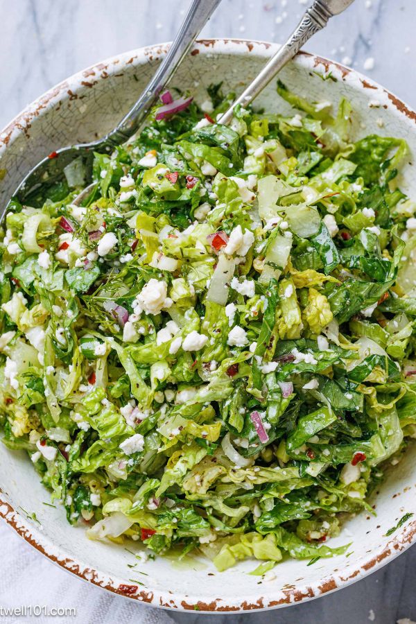 Feta Chopped Salad - #recipe by #eatwell101 - https://www.eatwell101.com/chopped-feta-salad-recipe