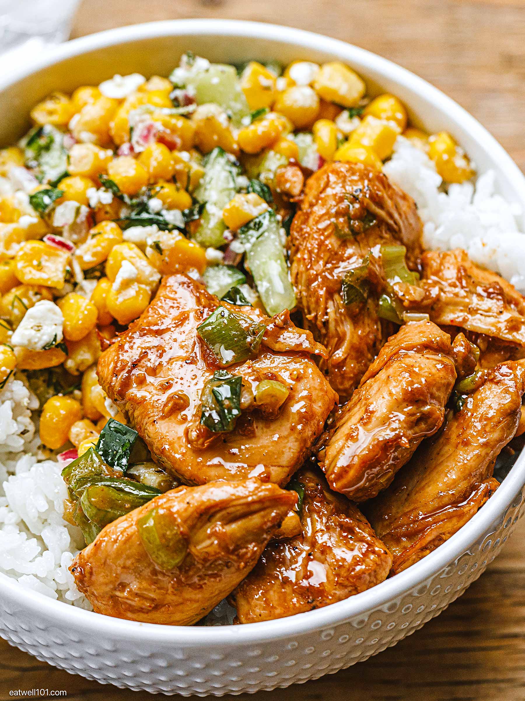 Chicken Stir-Fry Rice Bowl - #recipe by #eatwell101 - https://www.eatwell101.com/stir-fry-chicken-rice-bowl-recipe