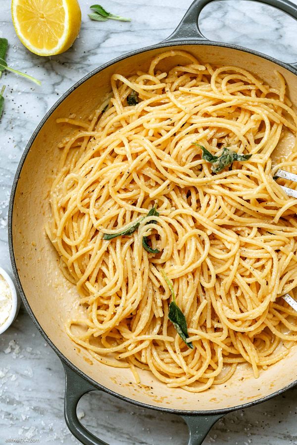 Lemon Sage Pasta - #recipe by #eatwell101 - https://www.eatwell101.com/lemon-sage-pasta-recipe