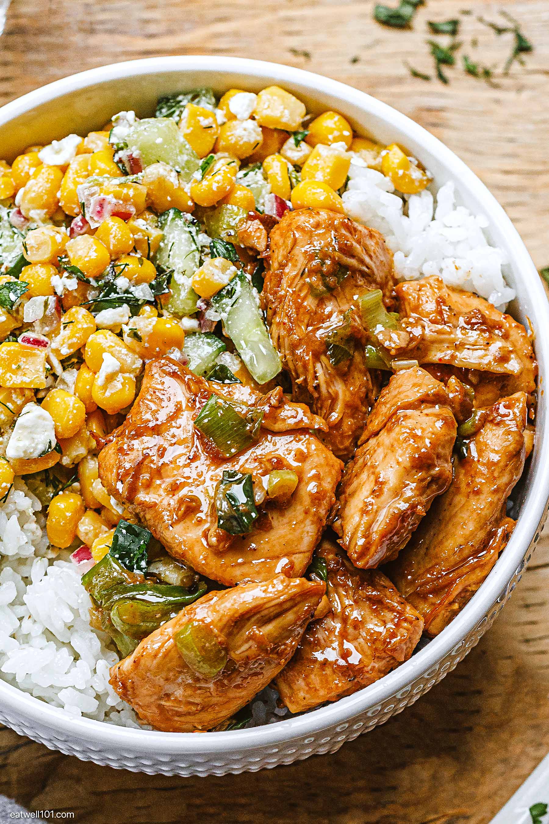 stir fry chicken rice bowl
