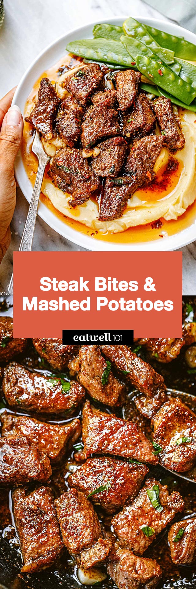 Steak Bites with Mashed Potatoes - #stek #recipe #eatwell101 - Steak and mashed potatoes is a classic combo that’s always a hit for dinner. This recipe using steak bites is super easy and nourishing!