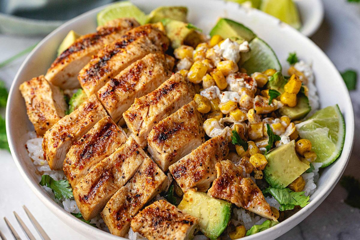 Street Corn Chicken Rice Bowl