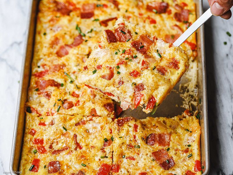 Cheesy Bacon Frittata Recipe — Eatwell101