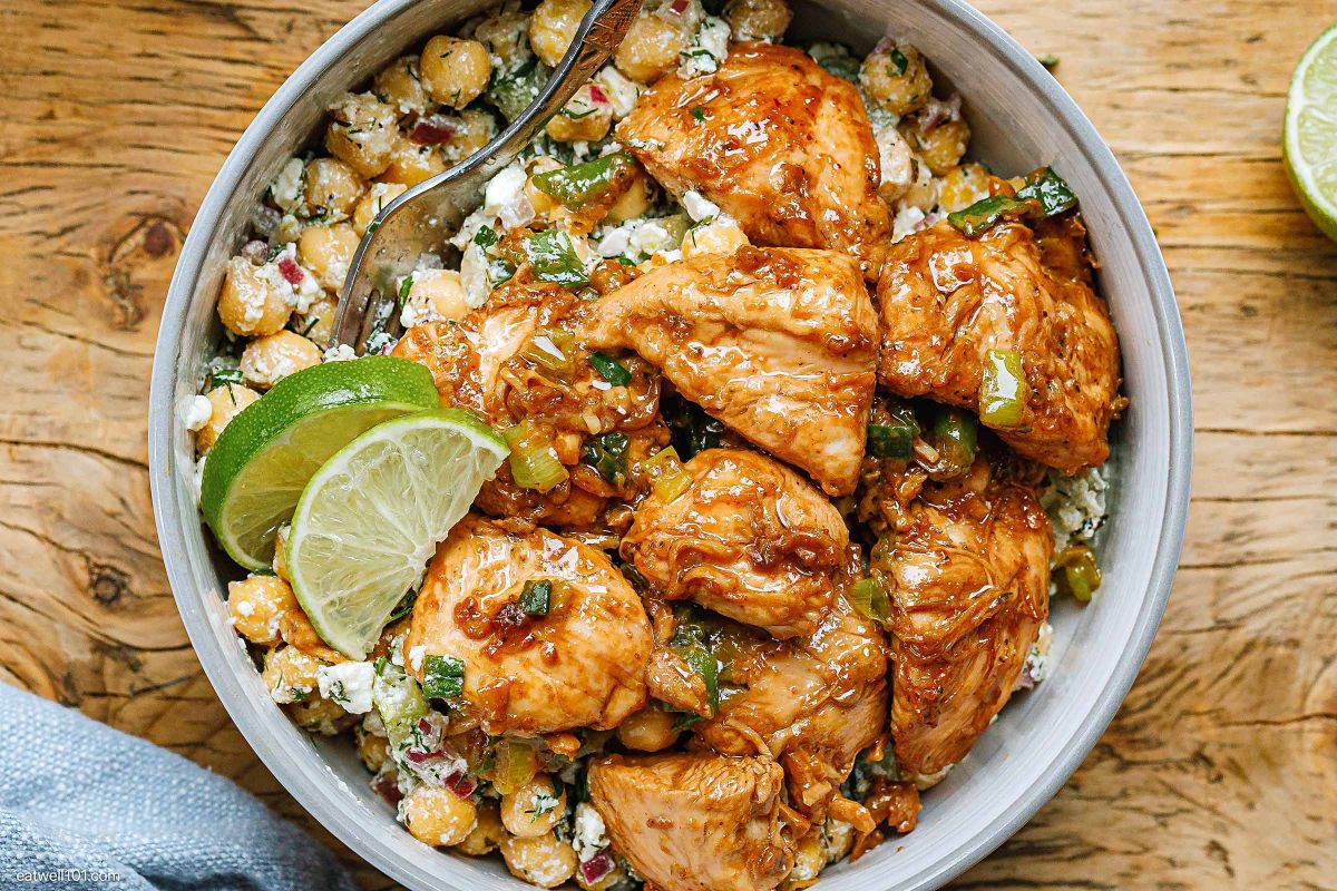 Greek Chickpea Chicken Bowl