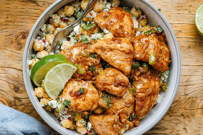 Greek Chickpea Chicken Bowl