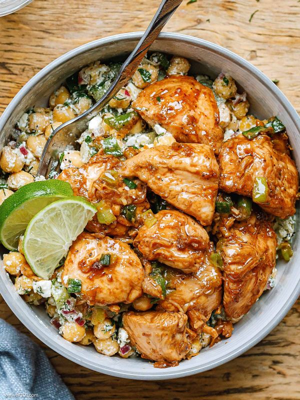 Greek Chickpea Chicken Bowl