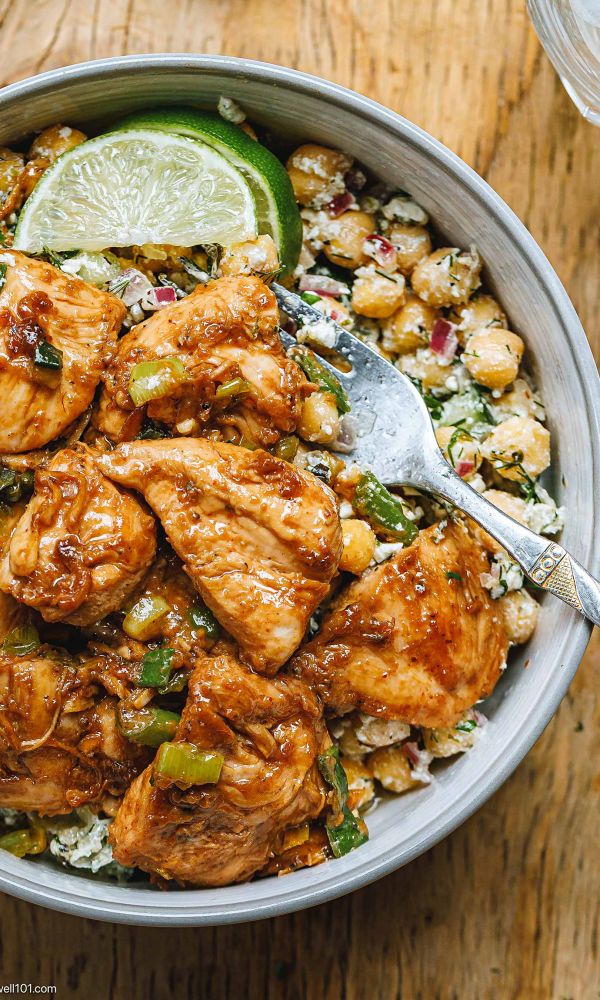 Greek Chickpea Chicken Bowl