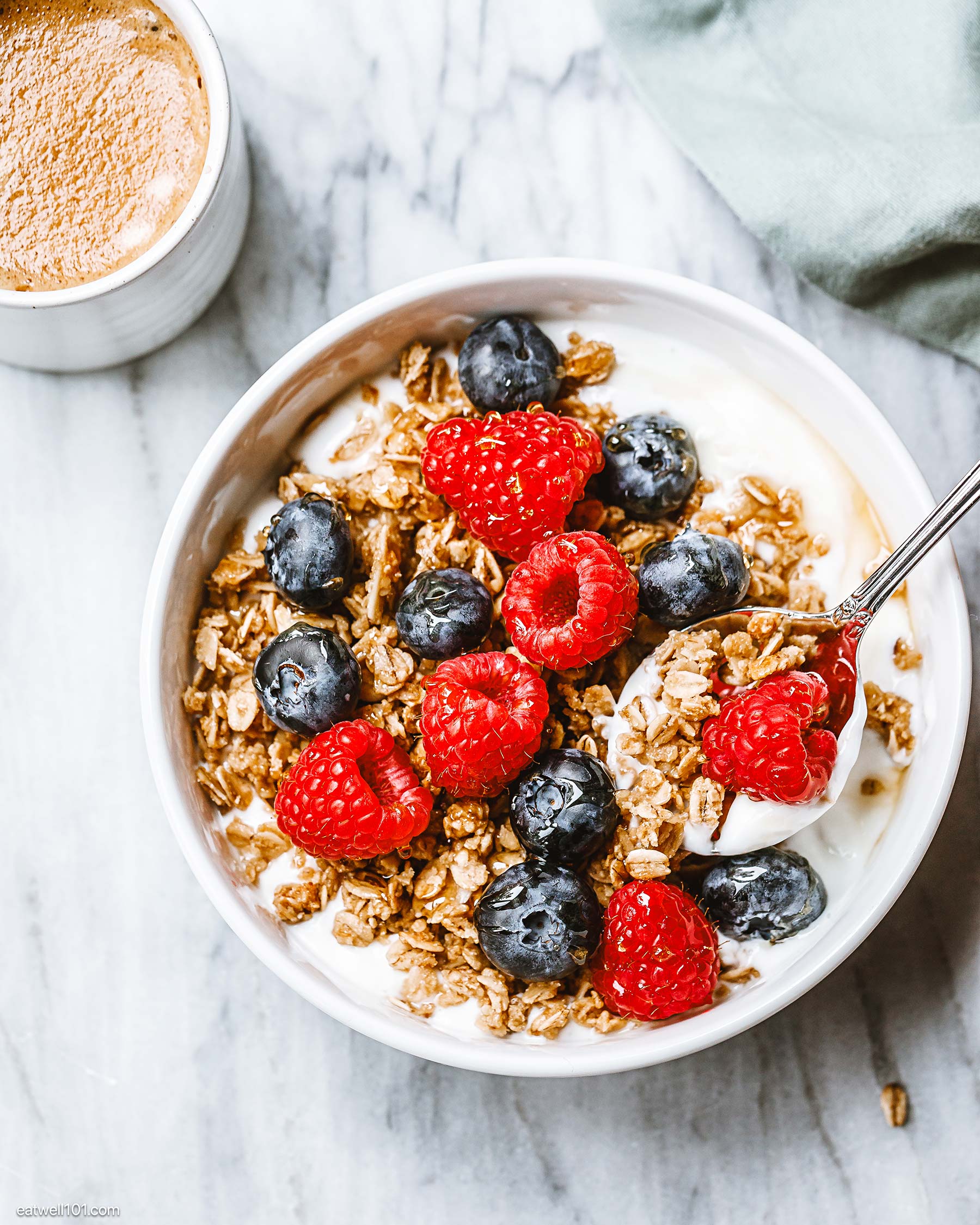 yogurt bowl with granola and berries