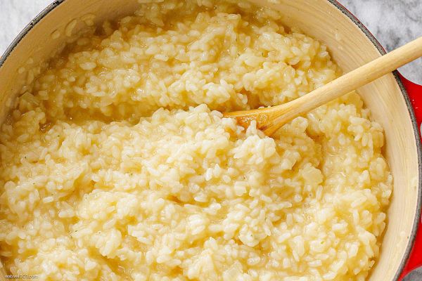creamy risotto in a dutch oven