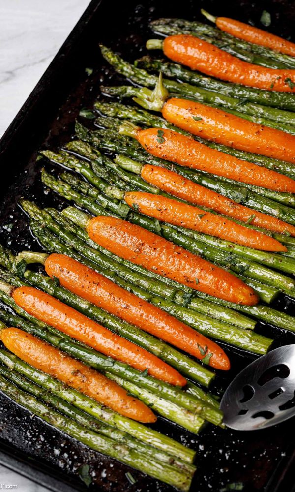 Roasted Carrots with Asparagus