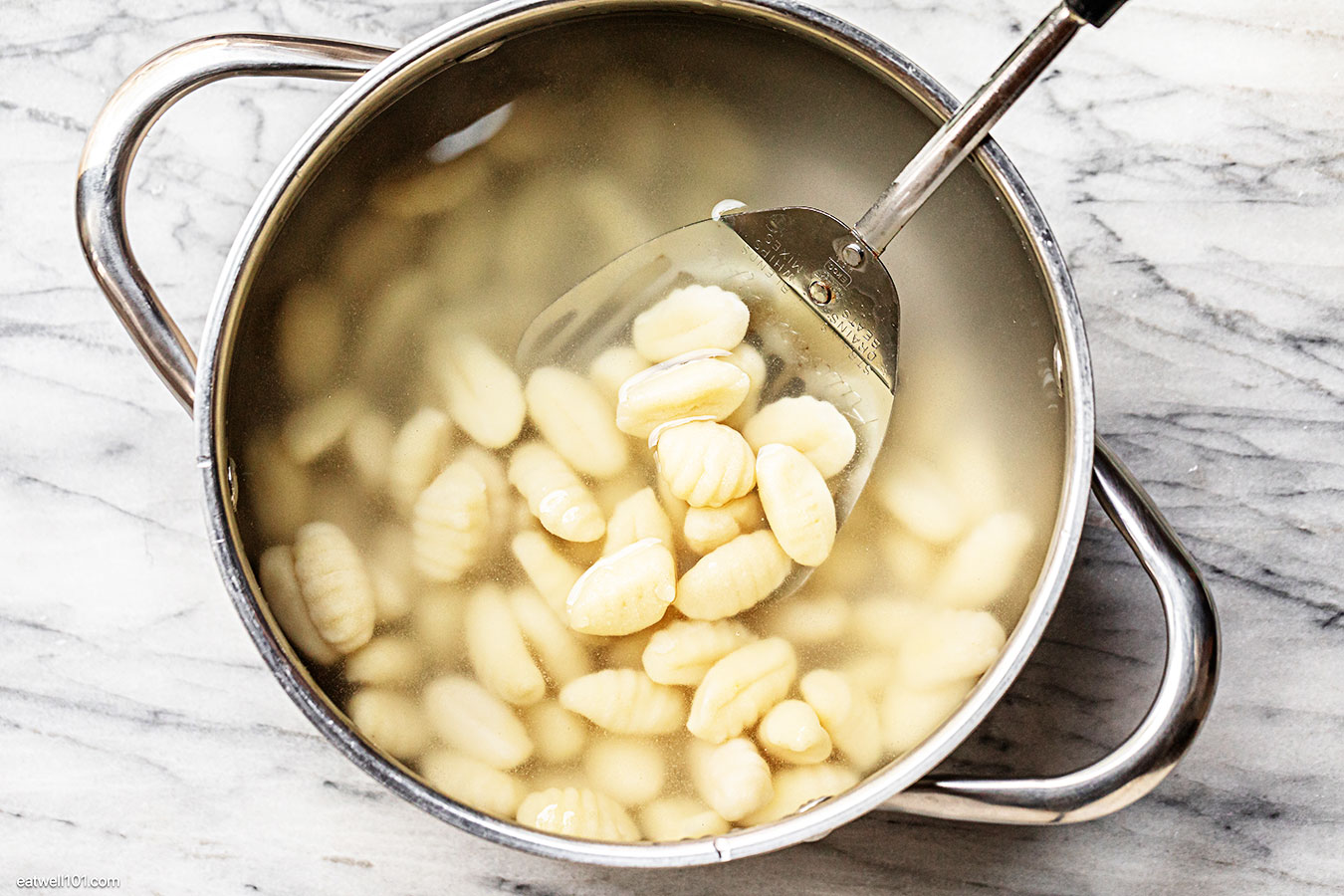 cooking gnocchi in boiling water