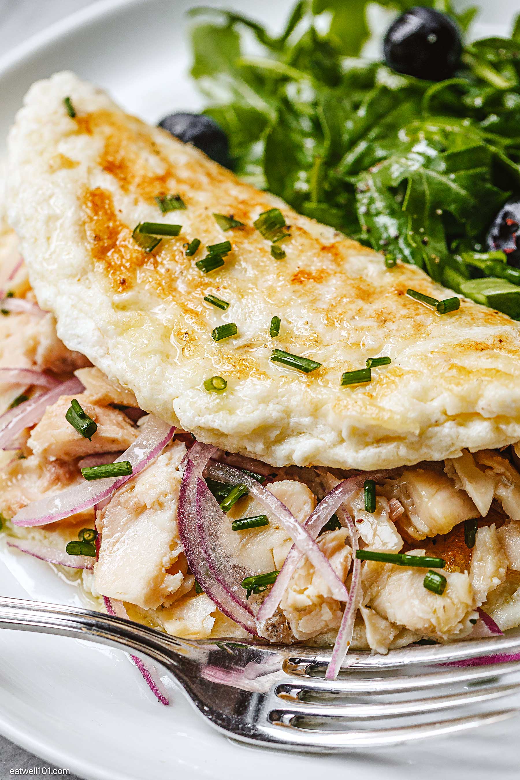 egg white omelet with smoked trout