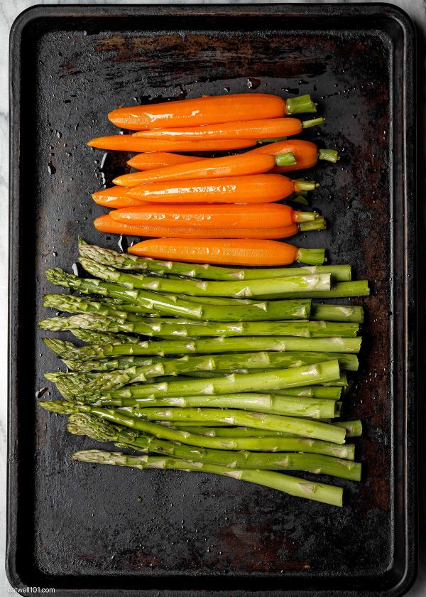 Roasted Carrots with Asparagus