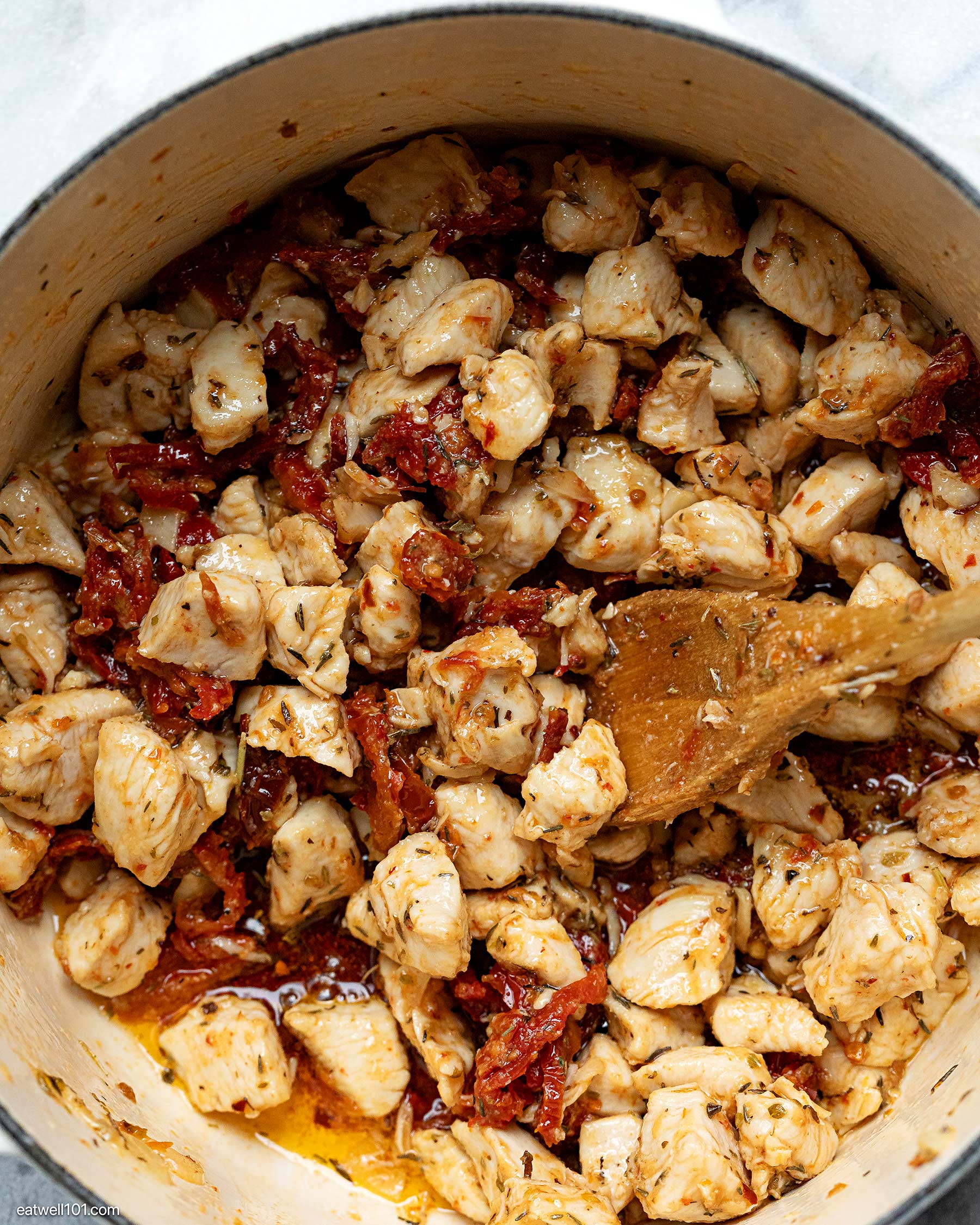 searing chicken cubes