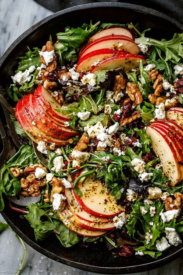 Apple Feta Salad - #recipe by #eatwell101 - https://www.eatwell101.com/apple-feta-salad-recipe