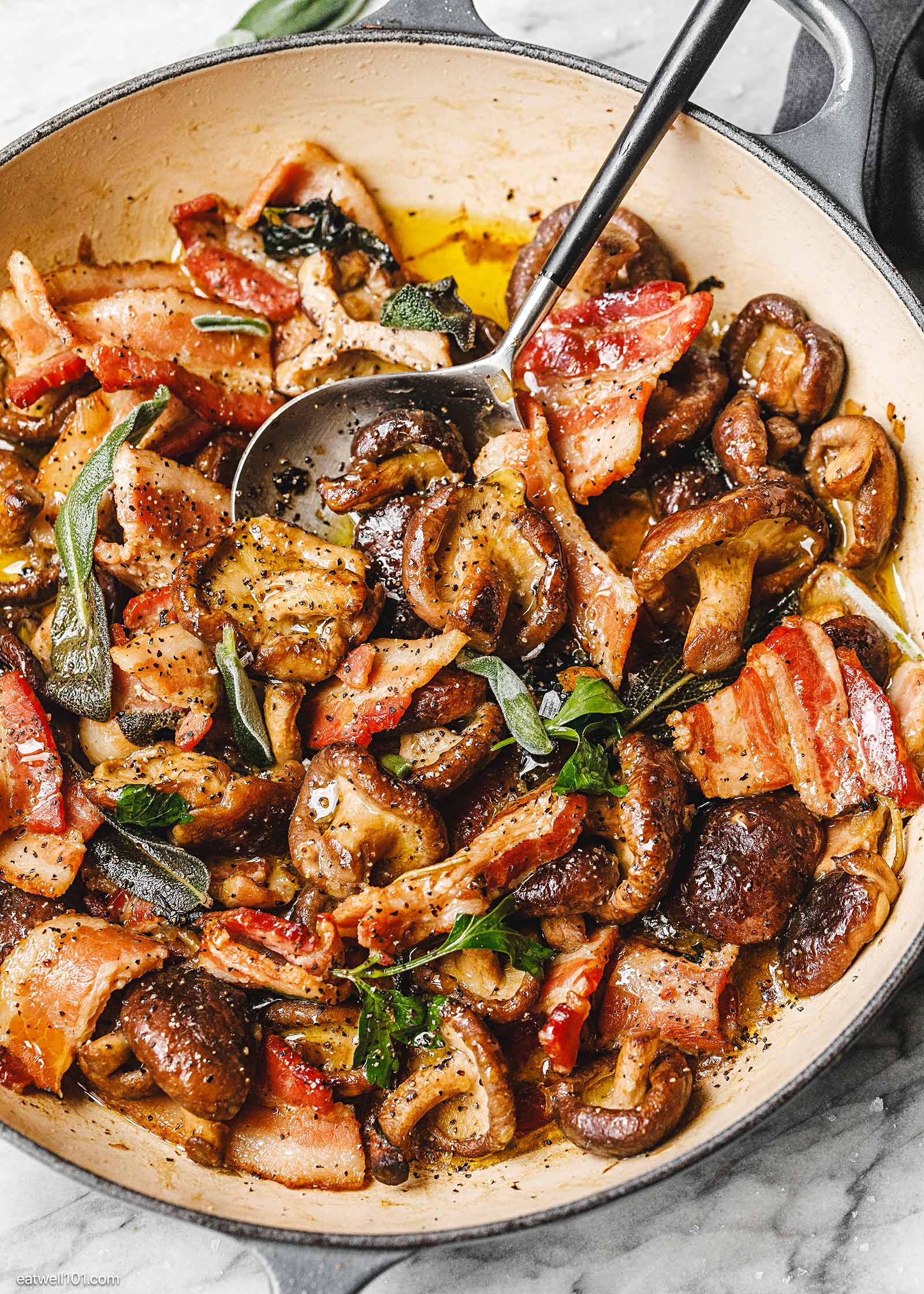 sauteed bacon and mushrooms