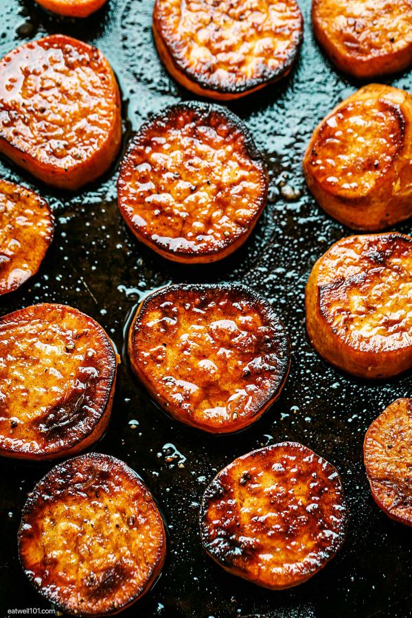 Melting Baked Sweet Potatoes - #recipe by #eatwell101 - https://www.eatwell101.com/baked-sweet-potatoes-recipe